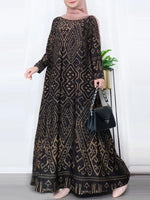 ZANZEA Women Spring Muslim Abaya Maxi Long Dress Vintage Long Sleeve Floral Printed Sundress Robe Femme Turkey Hijab Vestido - Meesal