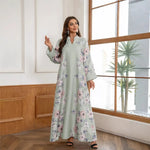 Floral Print Beaded Arabic Dress - Meesal