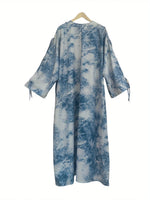 Middle Eastern Women Loose Tie Dye Abayas Casual Kaftan Arabian Maxi Dresses Full Sleeve Open Front Abaya Jilbabs Without Hajib - Meesal