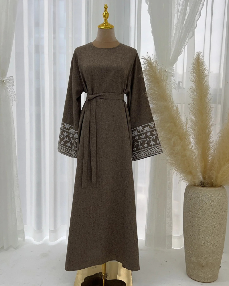 Embroidered Kimono Abaya - Meesal