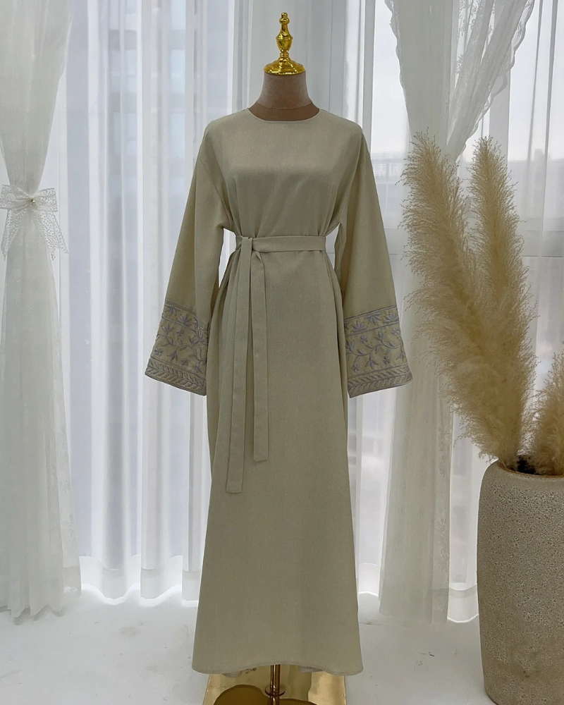 Embroidered Kimono Abaya - Meesal
