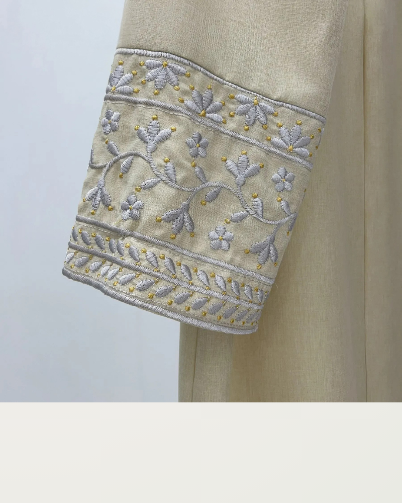 Embroidered Kimono Abaya - Meesal