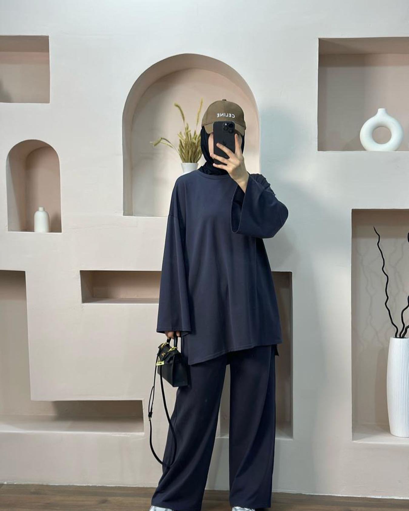 Middle East Dubai Turkey Solid Color Loose Two-piece Suit - Meesal