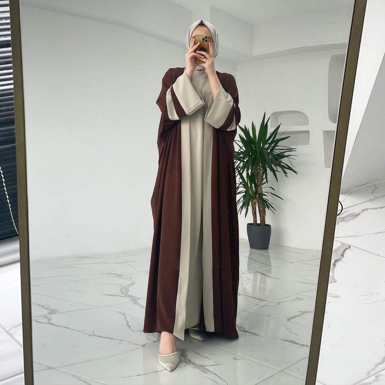 Women's Muslim Long Dress Abaya Two-piece Suit - Meesal