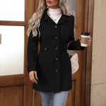 Mid-length Elegant Lapel Button Temperament Slim-fit Woolen Coat - Meesal