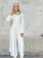 Dubai Turkey Casual Solid Color Two-piece Set - Meesal