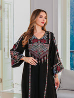 Women's Embroidery Stick-on Crystals Dress Middle East Clothing - Meesal