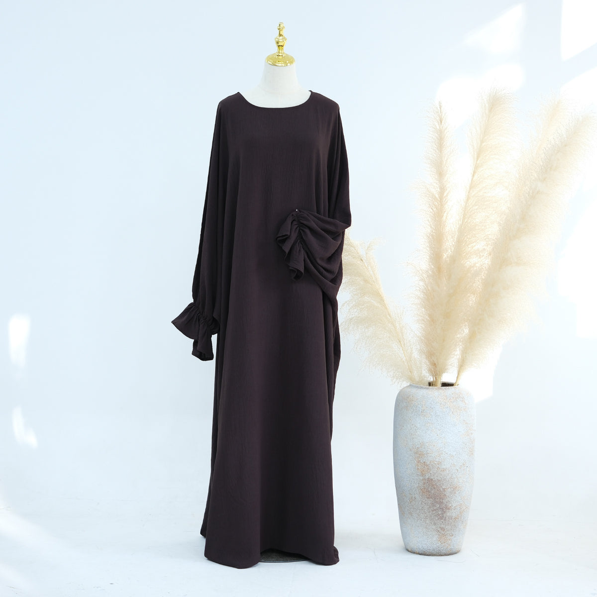 Middle East Dubai Turkey Solid Color Dress Leisure - Meesal