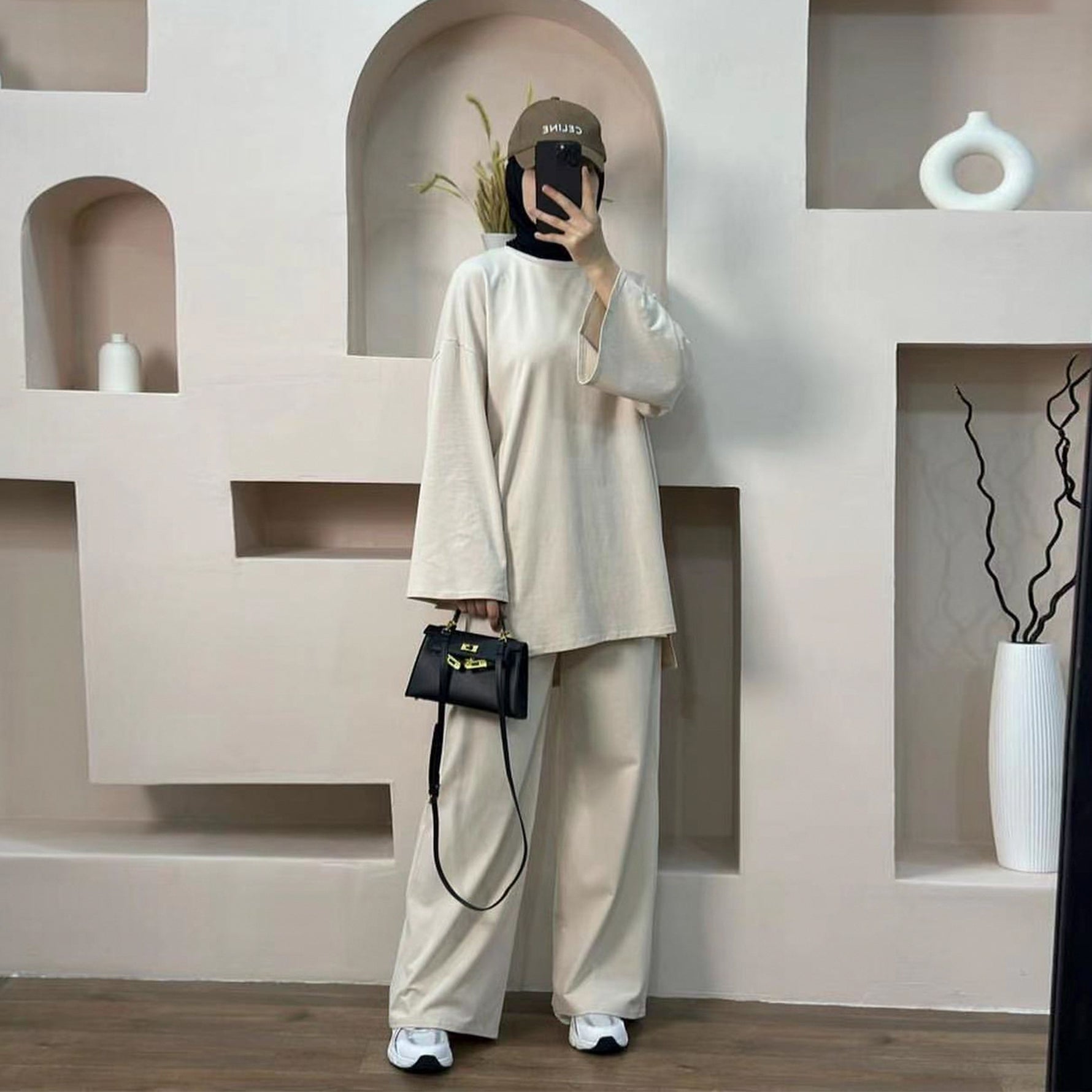 Middle East Dubai Turkey Solid Color Loose Two-piece Suit - Meesal