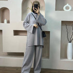 Middle East Dubai Turkey Solid Color Loose Two-piece Suit - Meesal