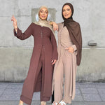 Dubai Turkey Casual Solid Color Two-piece Set - Meesal