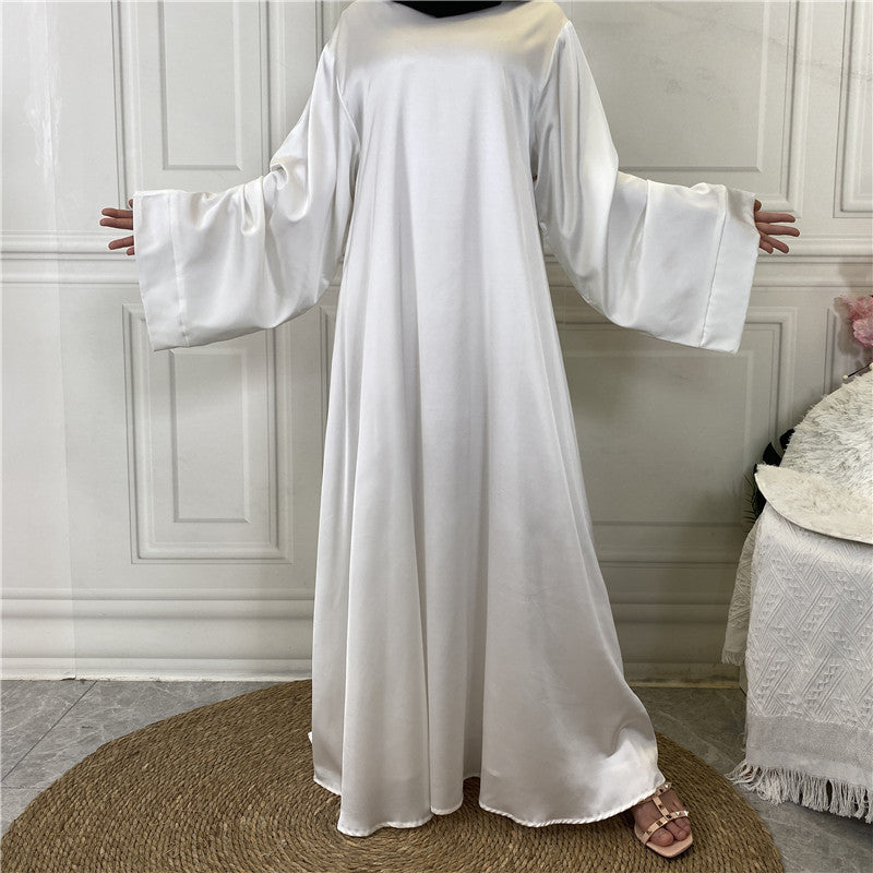 Middle East Dubai Hot Sale Lace Up Satin Muslim Dress - Meesal