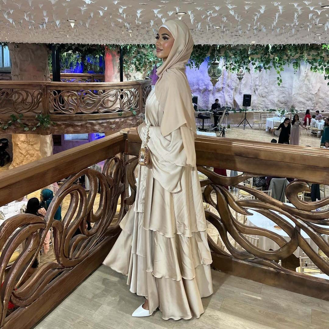 Muslim Fashion Solid Color Robe Abaya Outer Wear Cardigan - Meesal