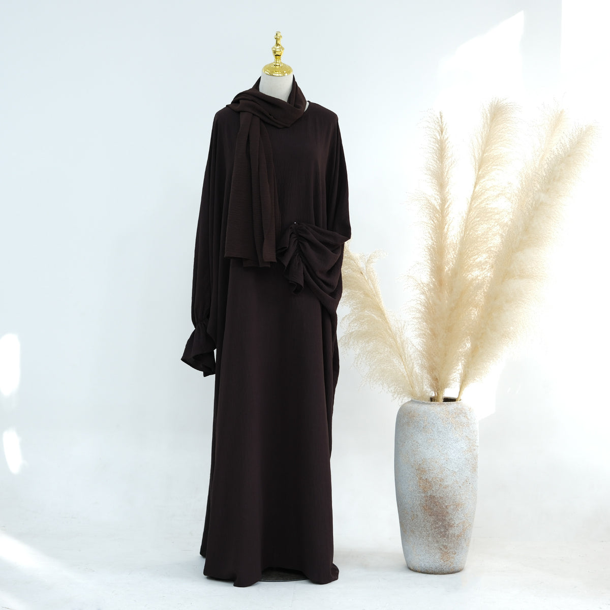 Middle East Dubai Turkey Solid Color Dress Leisure - Meesal