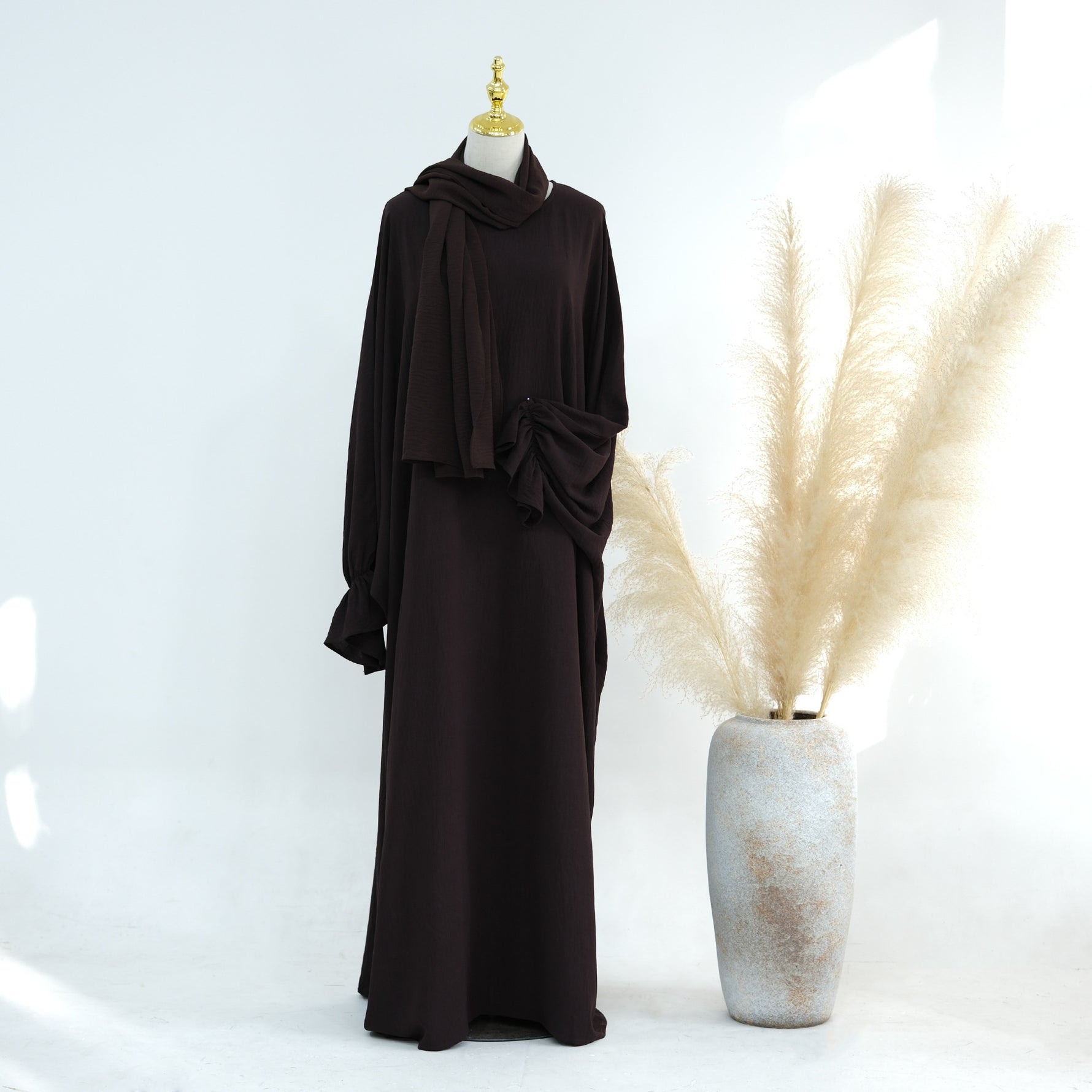 Middle East Dubai Turkey Solid Color Dress Leisure - Meesal