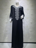 Middle East Dubai Embroidery  Bronzing Lace Jalabiya Dress - Meesal