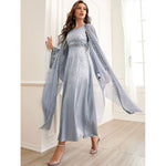 Autumn Muslim New Middle East Dubai Arab Abaya Embroidery Set Female Side - Meesal