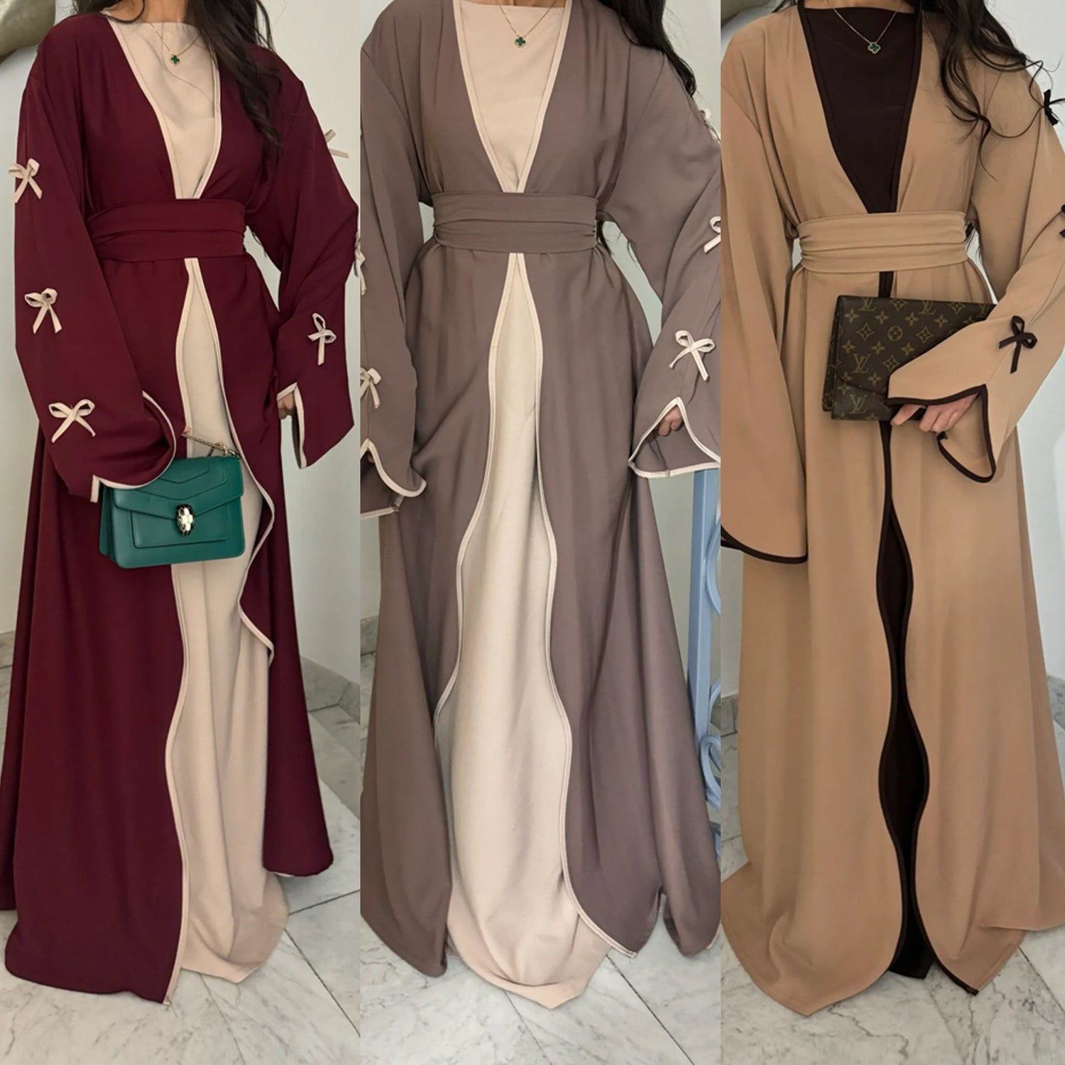 Middle East Dubai Pure Beauty Bow Robe Dress - Meesal