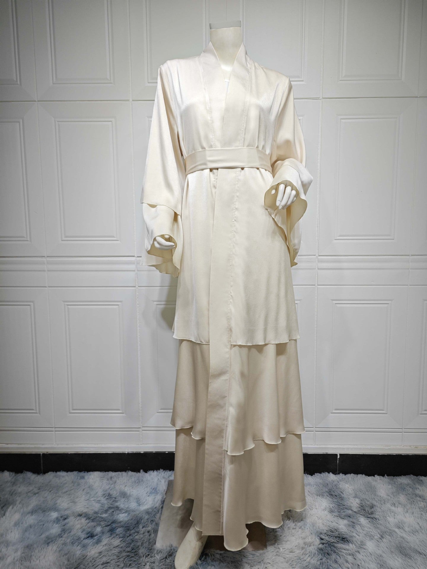Muslim Fashion Solid Color Robe Abaya Outer Wear Cardigan - Meesal