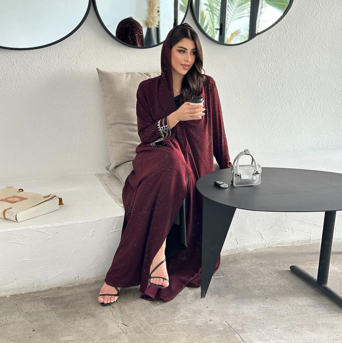 Muslim Modest Women's Arab Abaya Cardigan Robe - Meesal